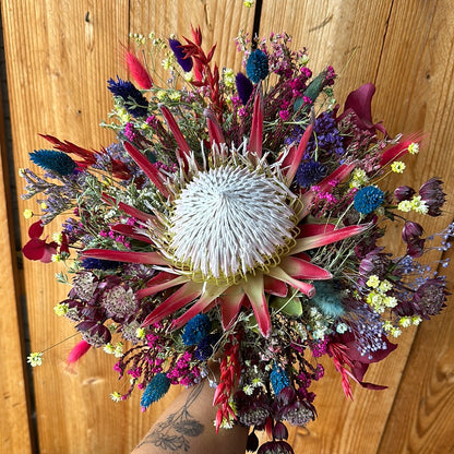 Trockenblumenstrauß Protea Farbexplosion Boho Chic