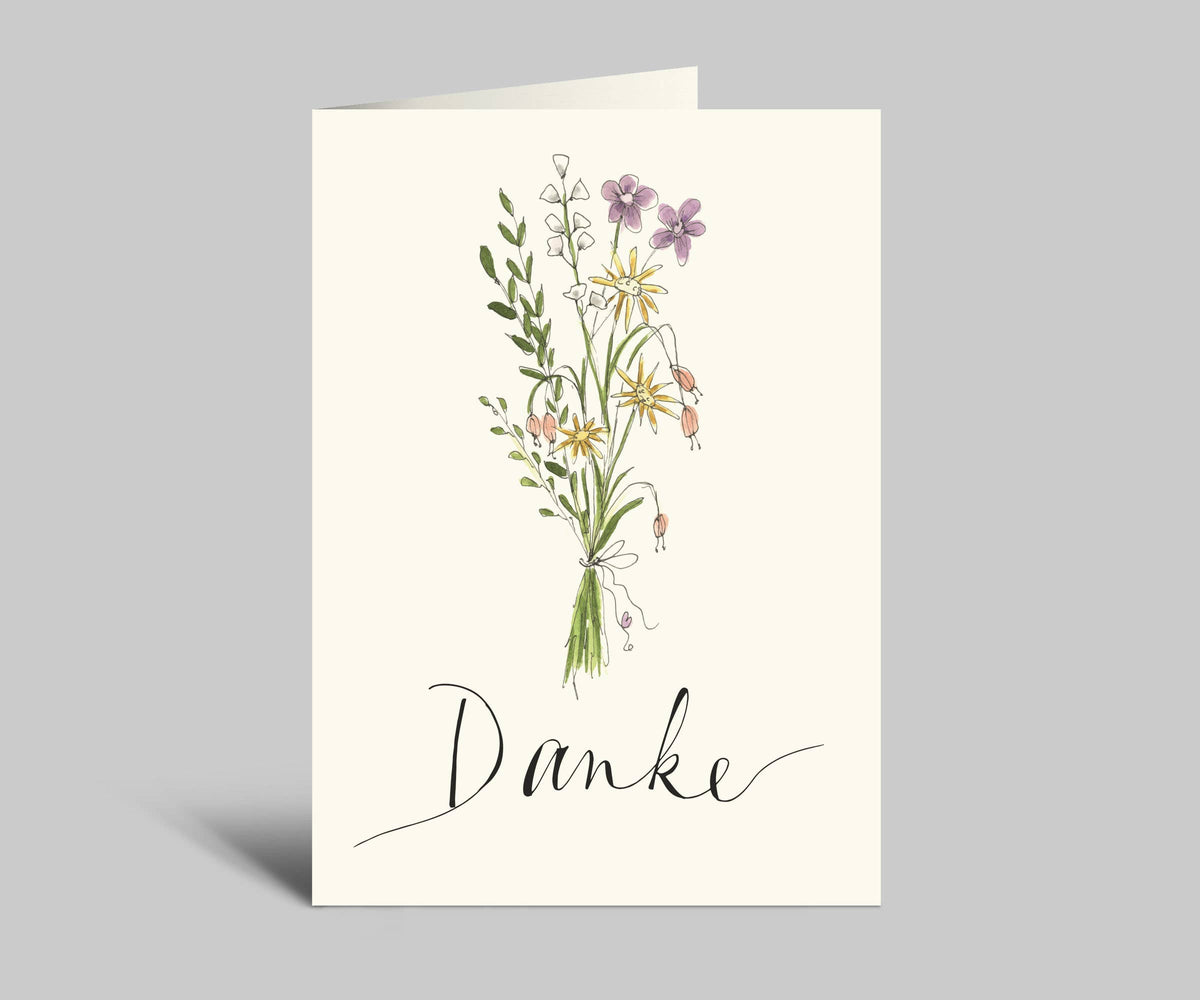 Dankeskarte | Blumenstrauß & Danke | Klappkarte mit Umschlag