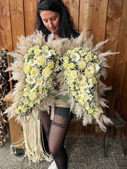 Angel Wings with White Roses & Pampas Grass (Only Pickup)