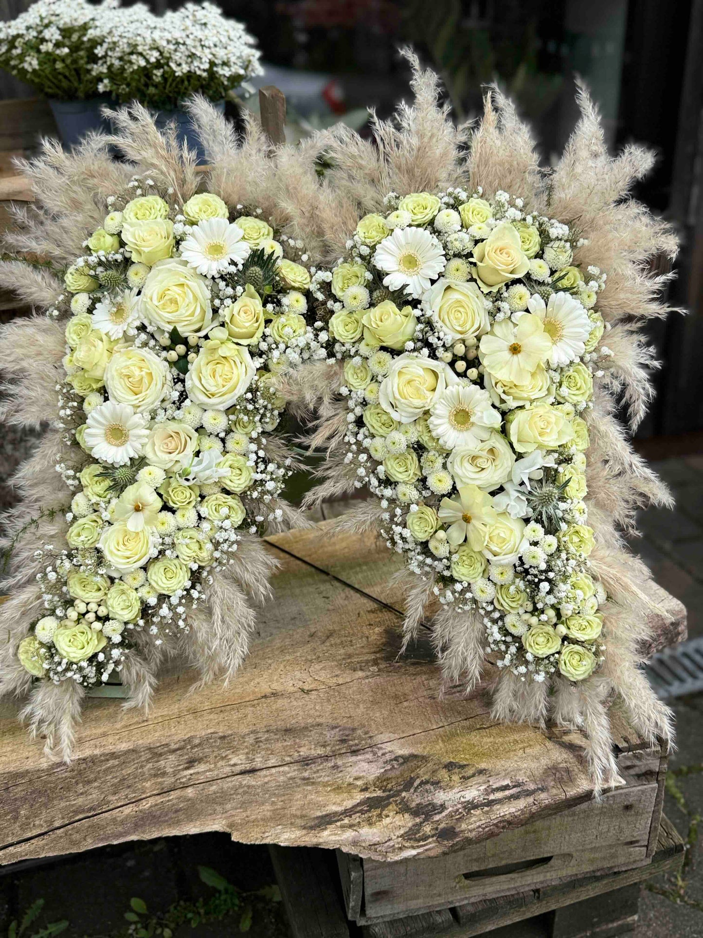 Angel Wings with White Roses & Pampas Grass (Only Pickup)