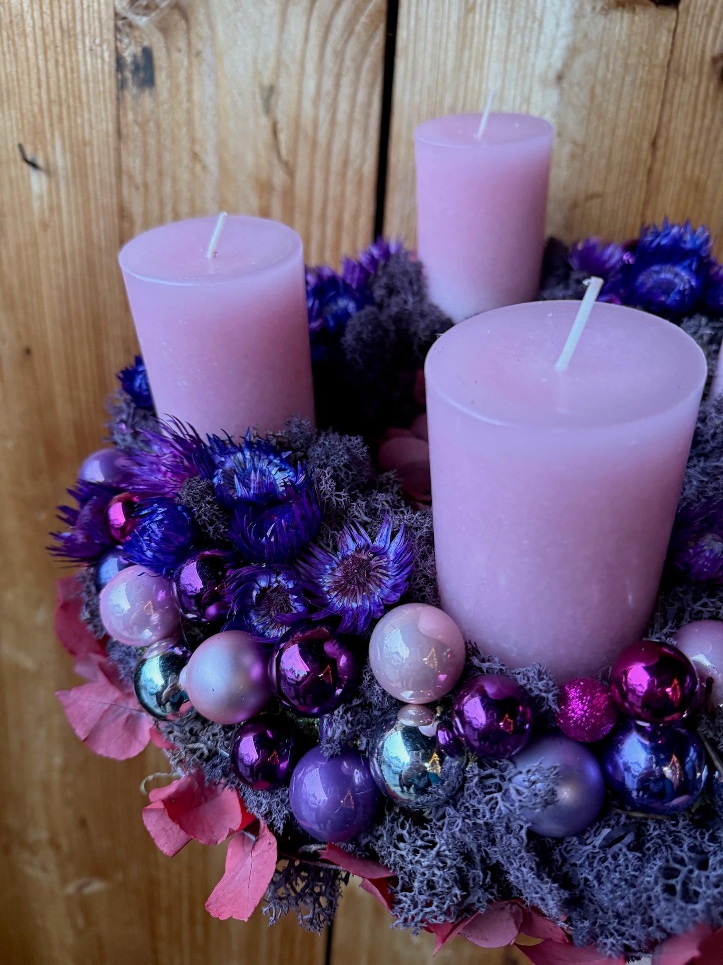 Adventskranz Pink Velvet Glow – Rosa & Violett Luxuskranz handgefertigt